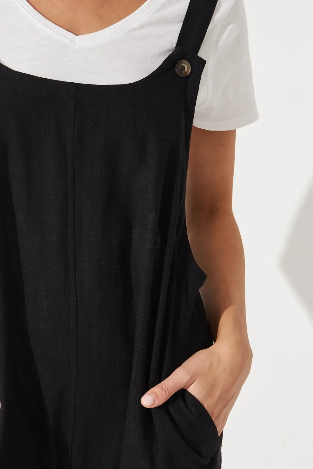 Black Short Sleeve Overalls Wide Leg Jumpsuit