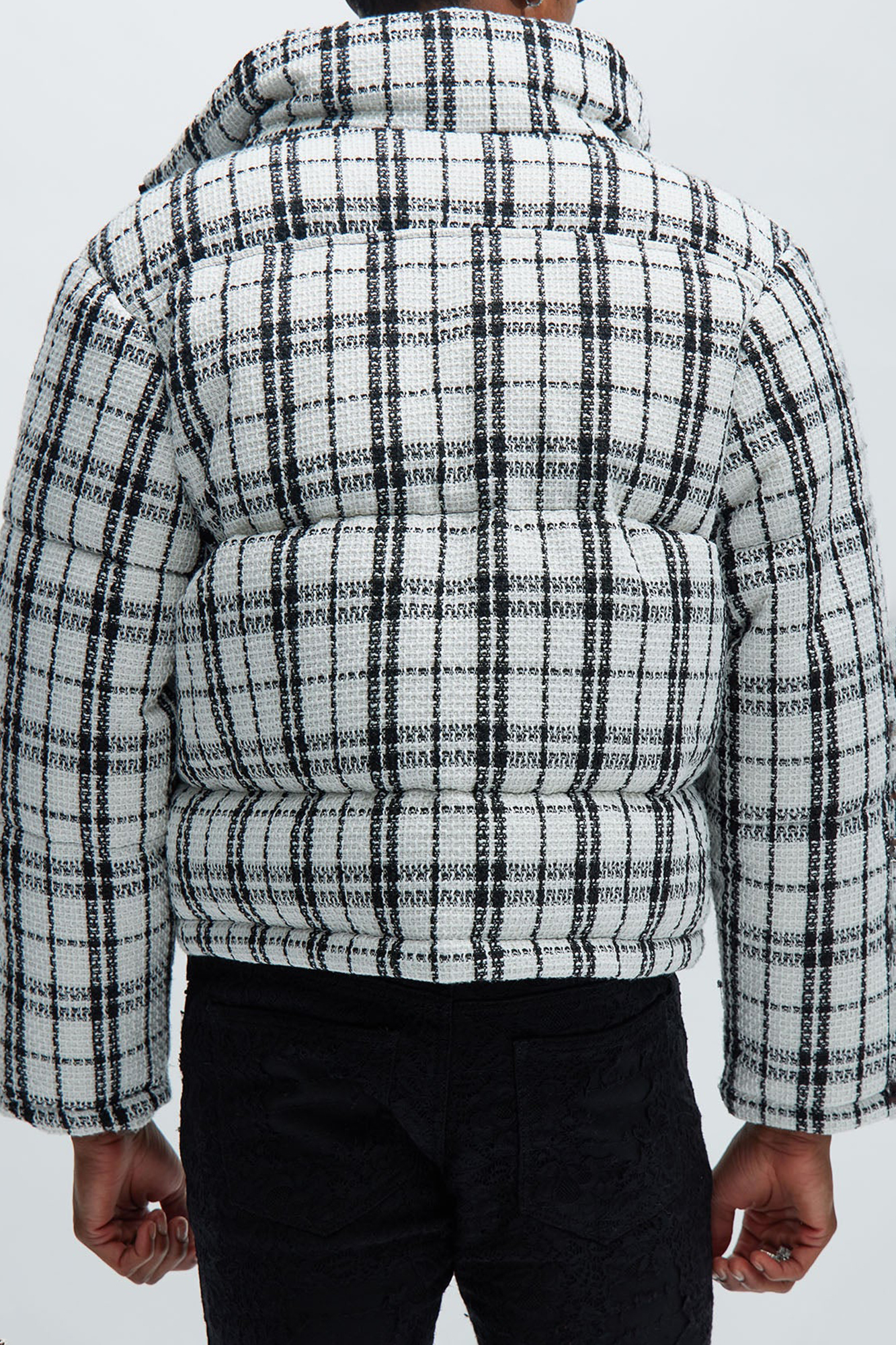 Allston Boucle Buckle Puffer - BlackWhite