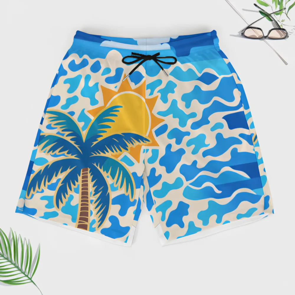 Coconut Tree Summer Sports Beach Shorts By The Sea