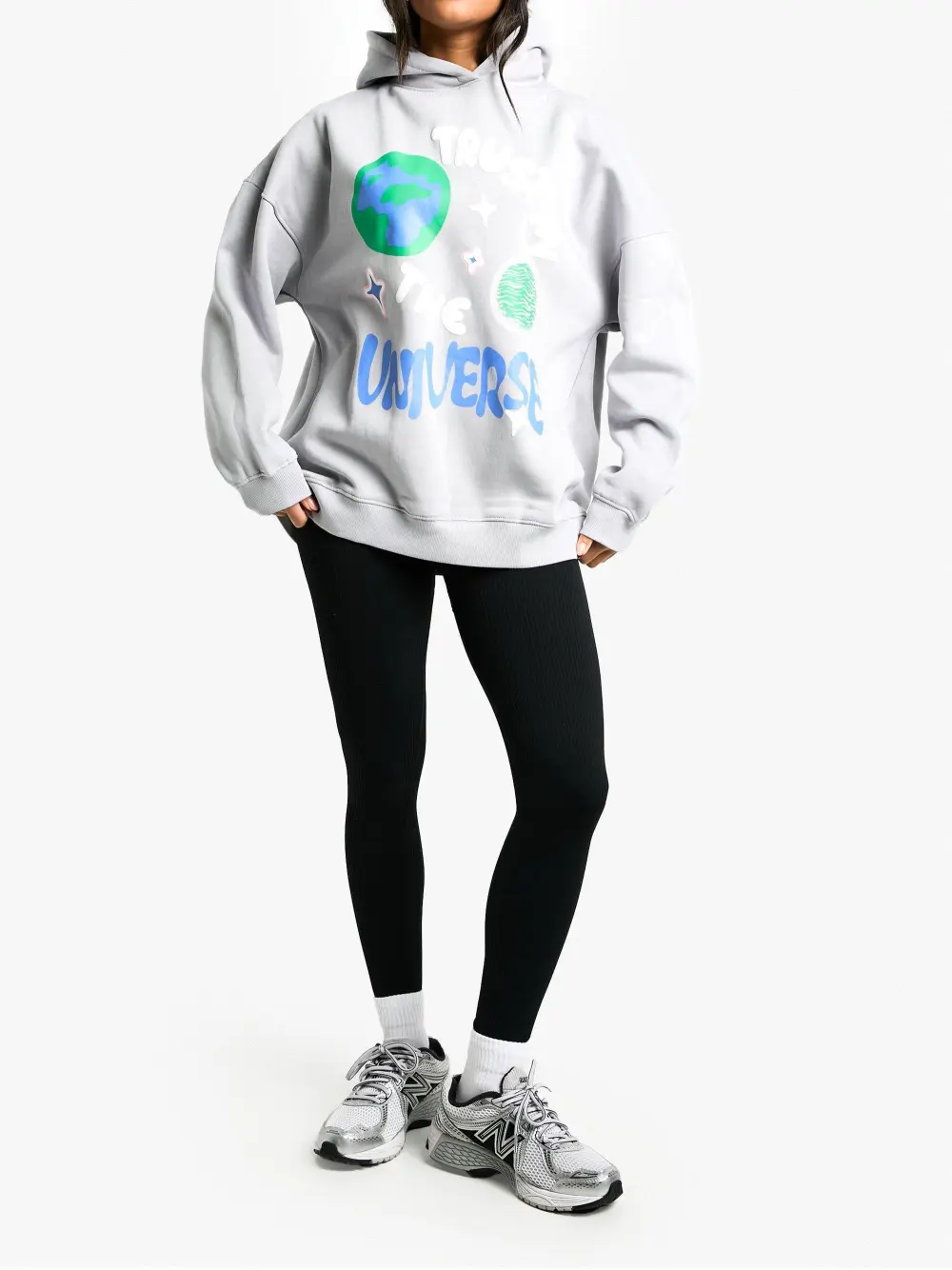 PUFF PRINT SLOGAN OVERSIZED HOODIE