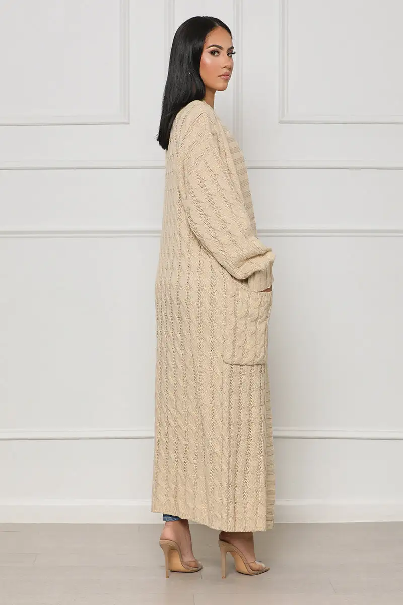 In My Feelings Longline Cardigan (Beige)- FINAL SALE
