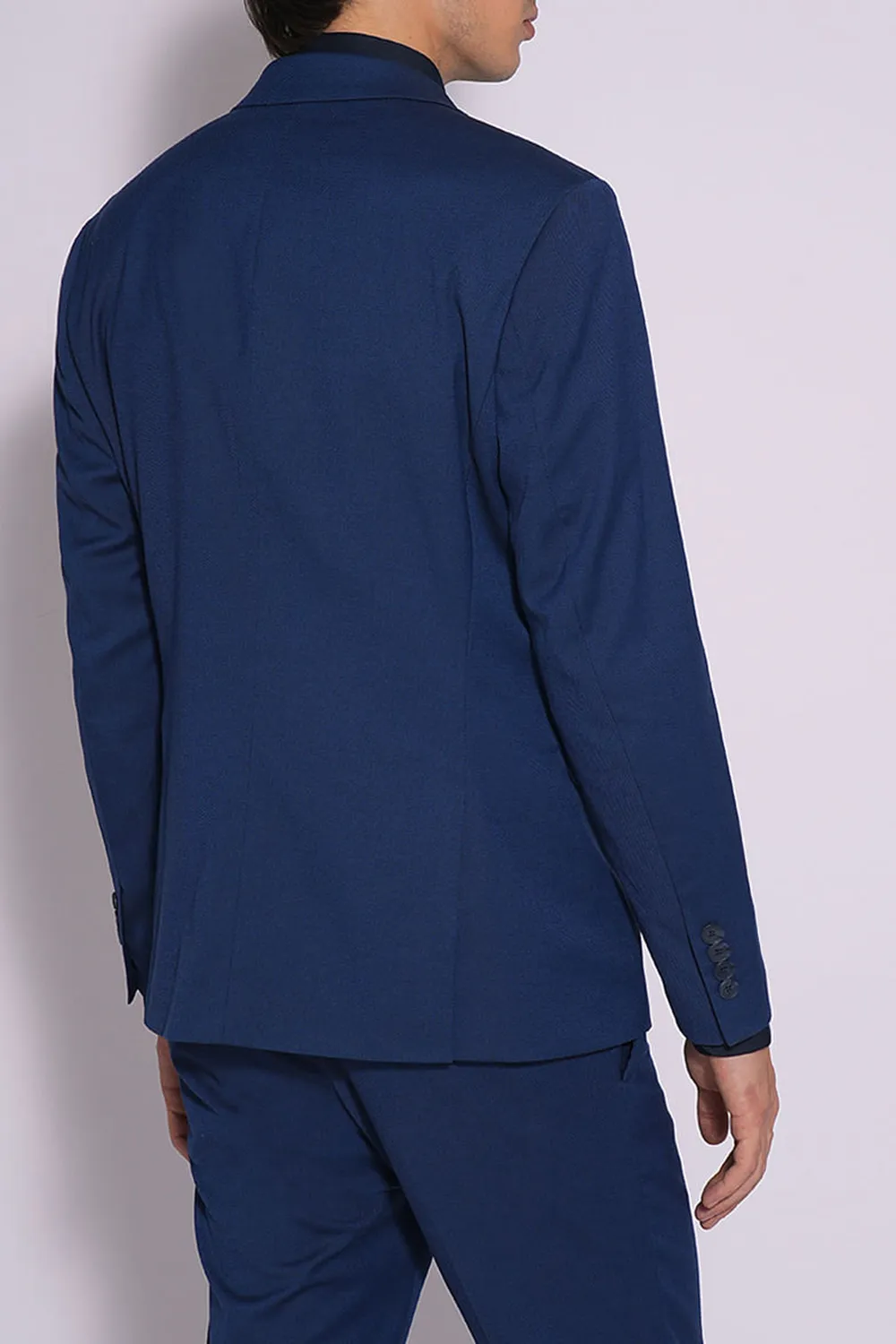 Dark Blue Structured Suit-Set Blazer