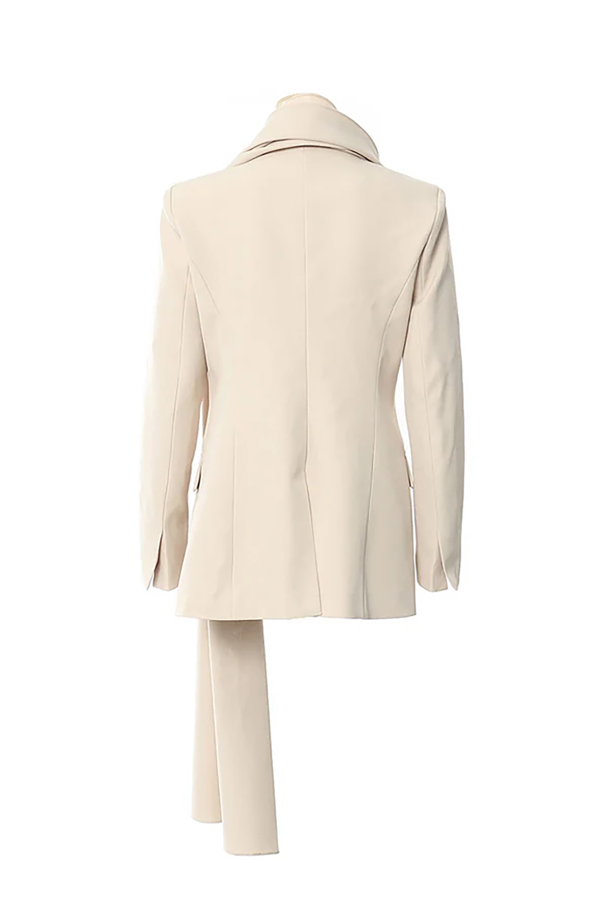 Minimalist Notched Lapel Long Sleeve Cinched Waist Scarf Blazer