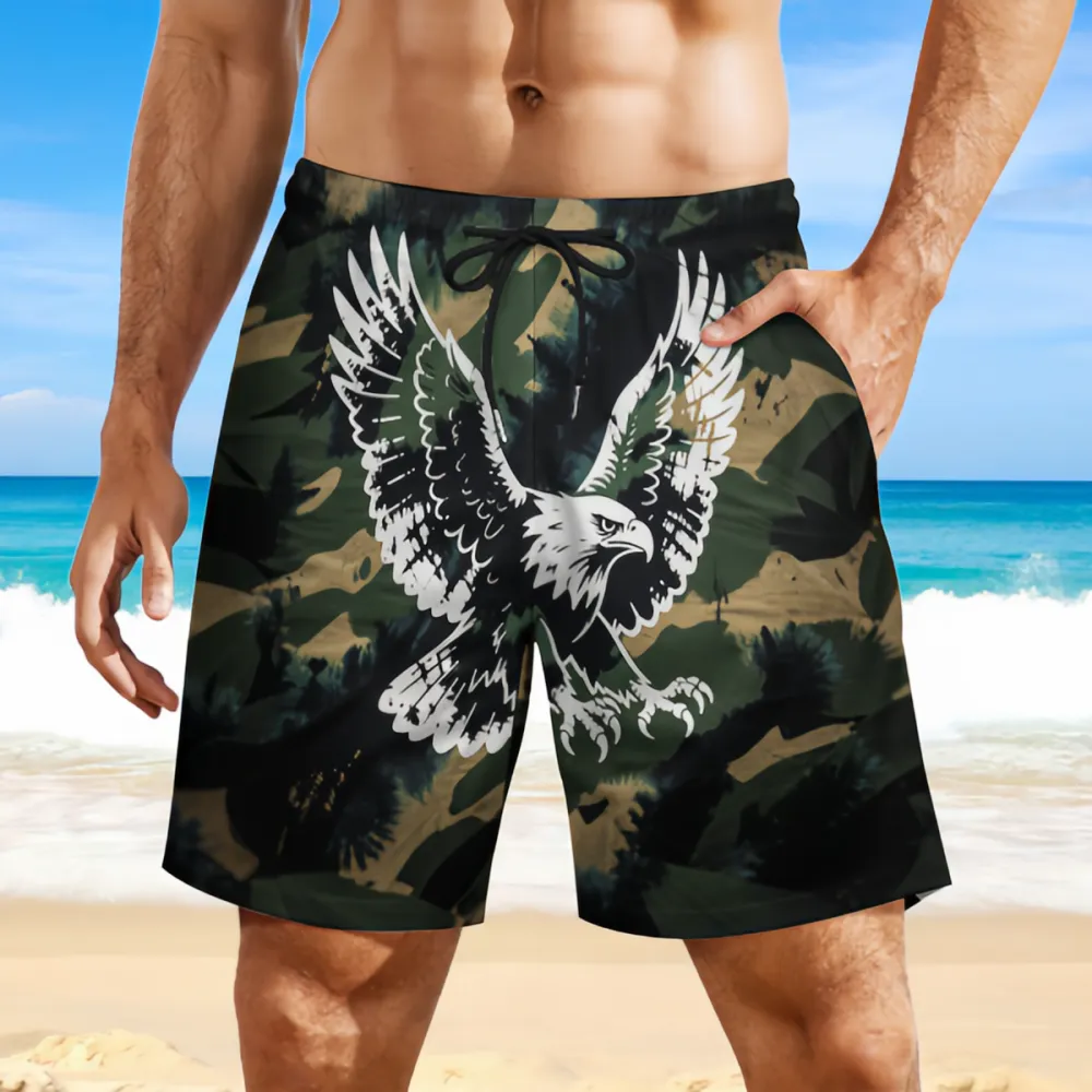 White Eagle Camouflage Sports Board Shorts