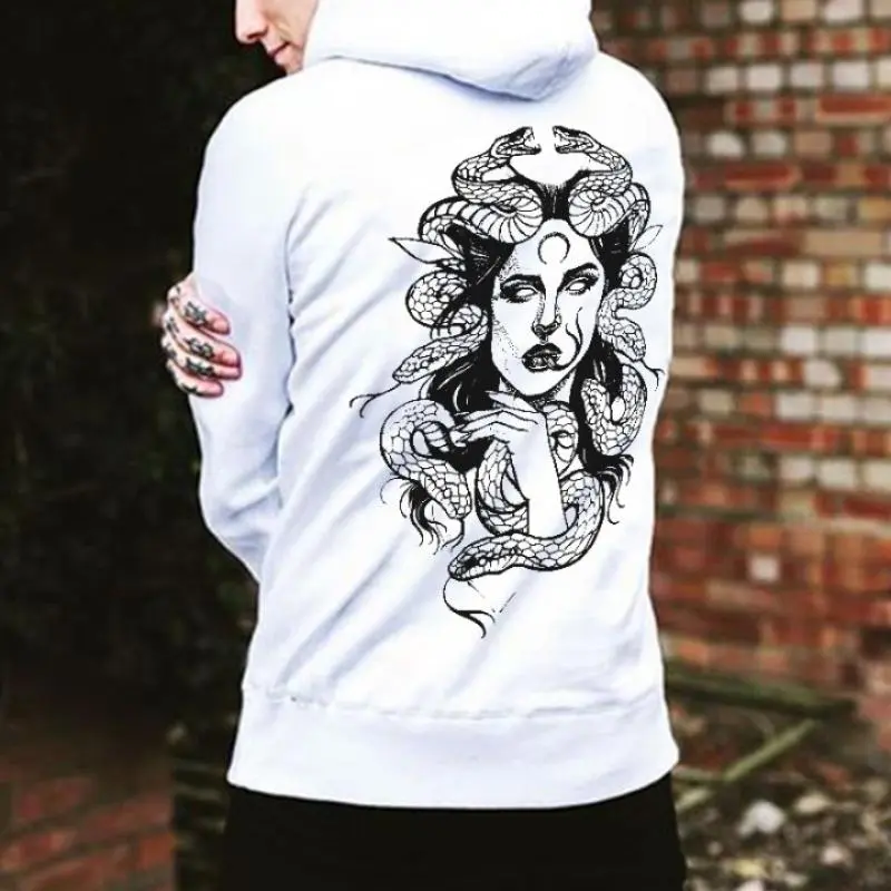 Men's Classic Mythology Medusa Printed Hoodie