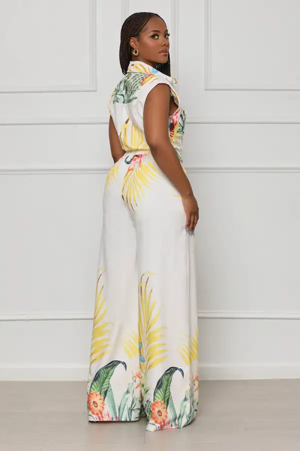 Moments Of Spring Jumpsuit (White Multi)- FINAL SALE