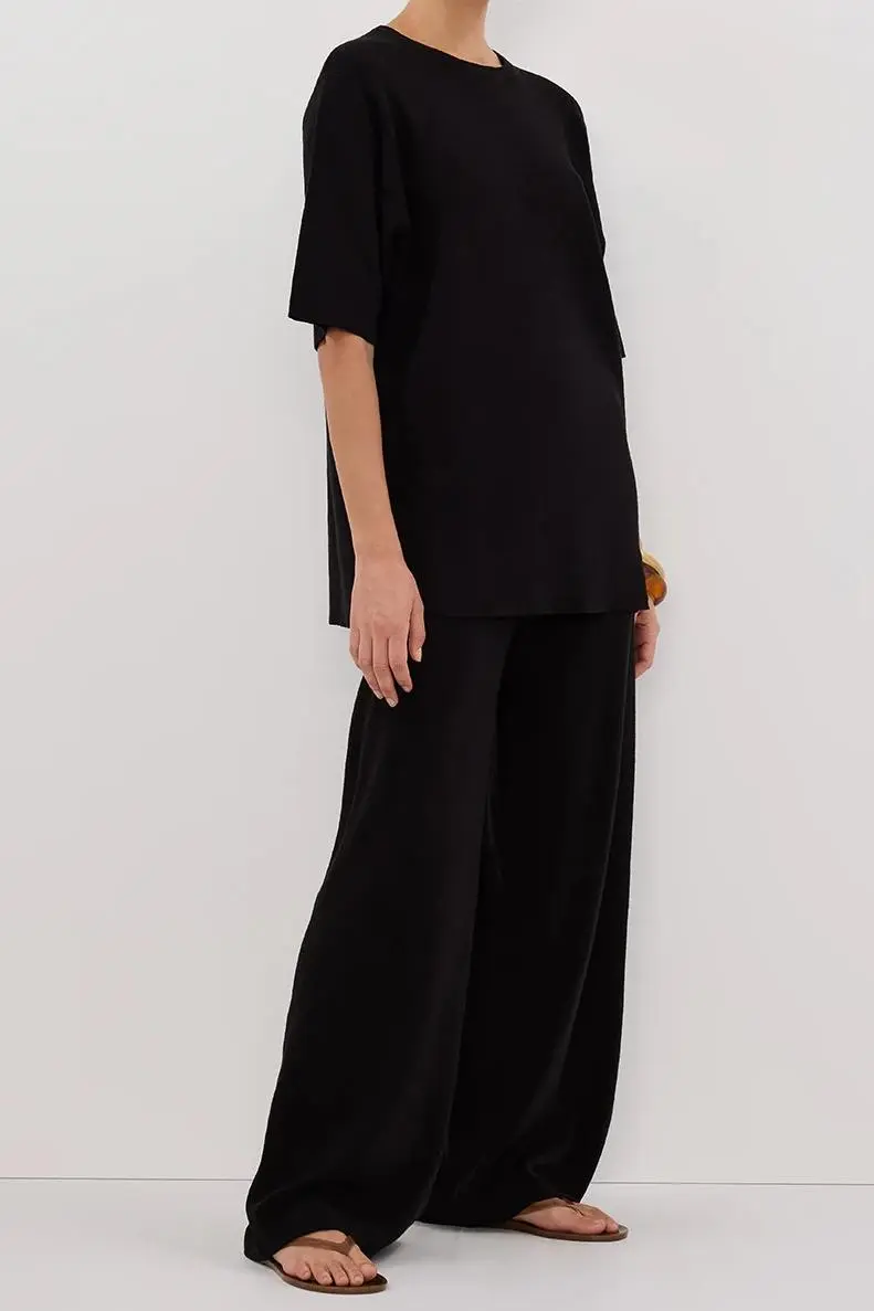 OLIVIA BLACK WIDE LEG KNIT PANT