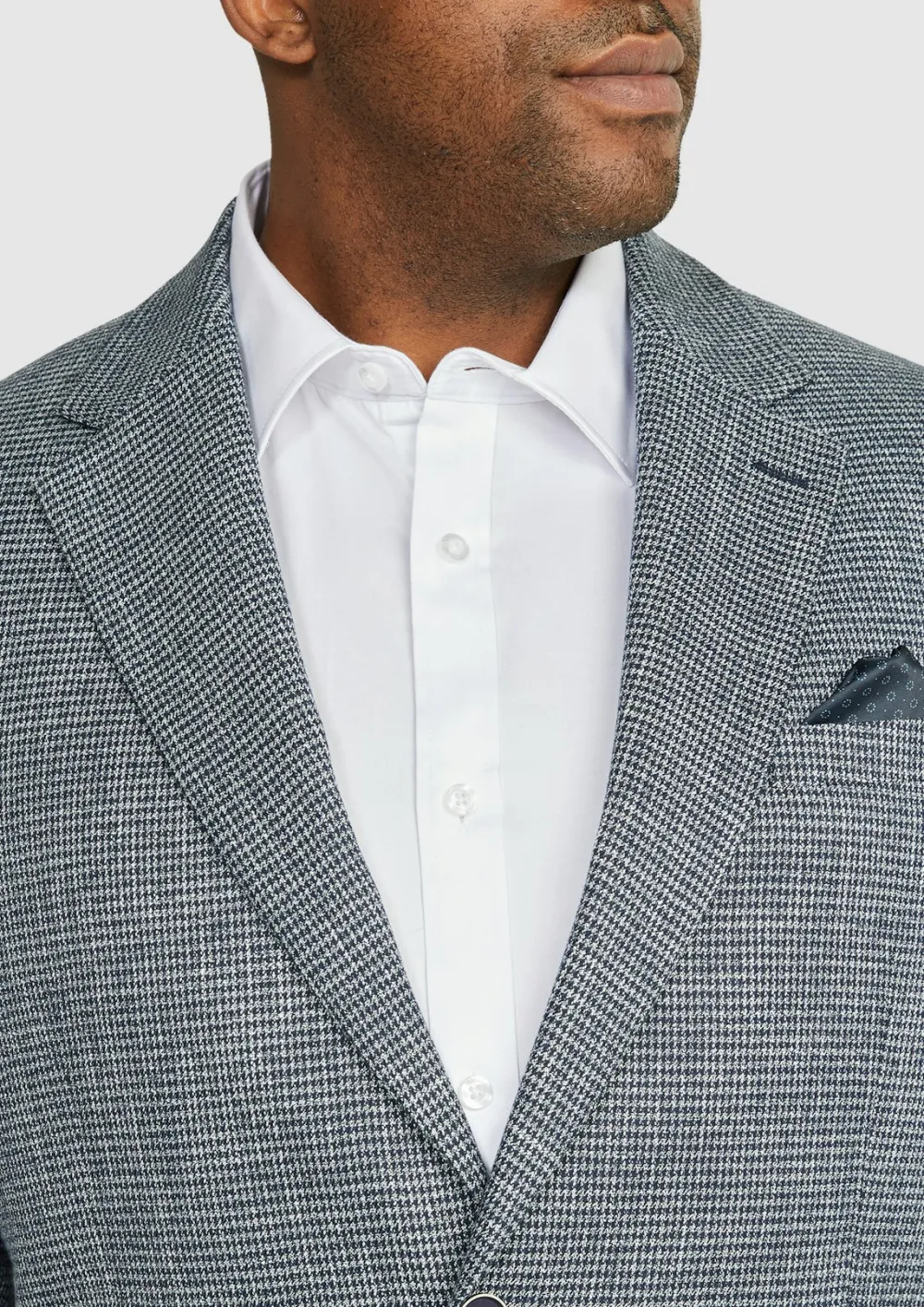 NAVY GILES CHECK STRETCH BLAZER