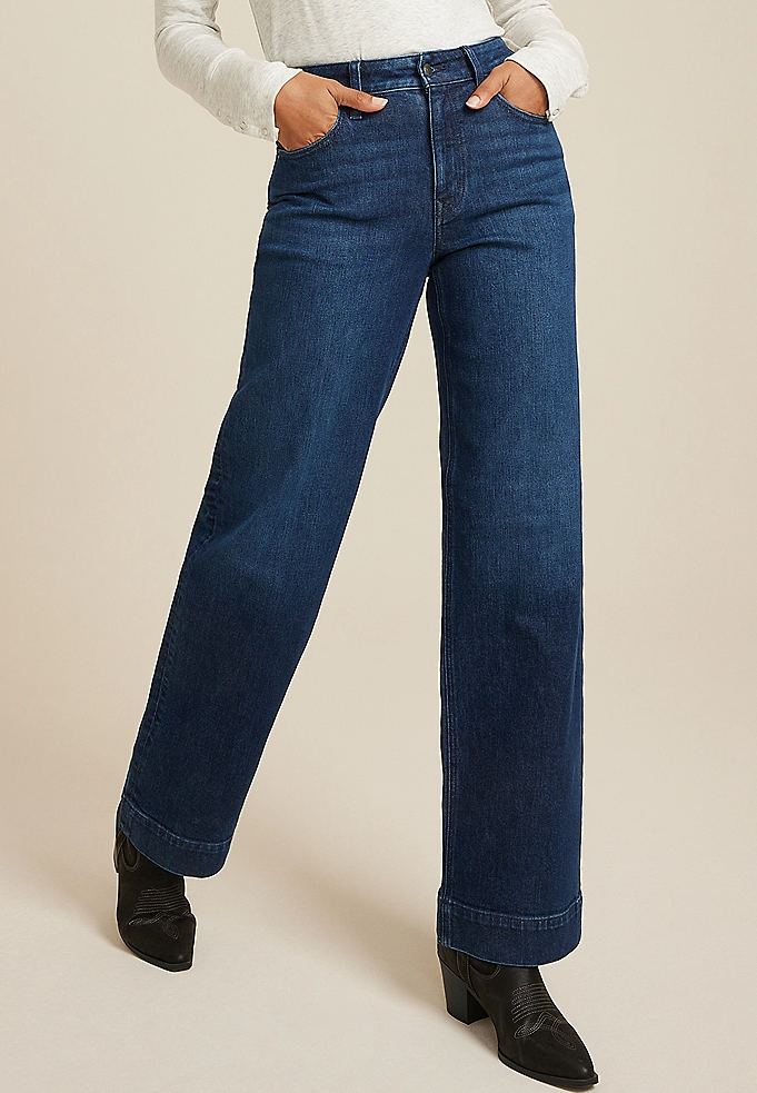 Dark High Rise Wide Leg Jean