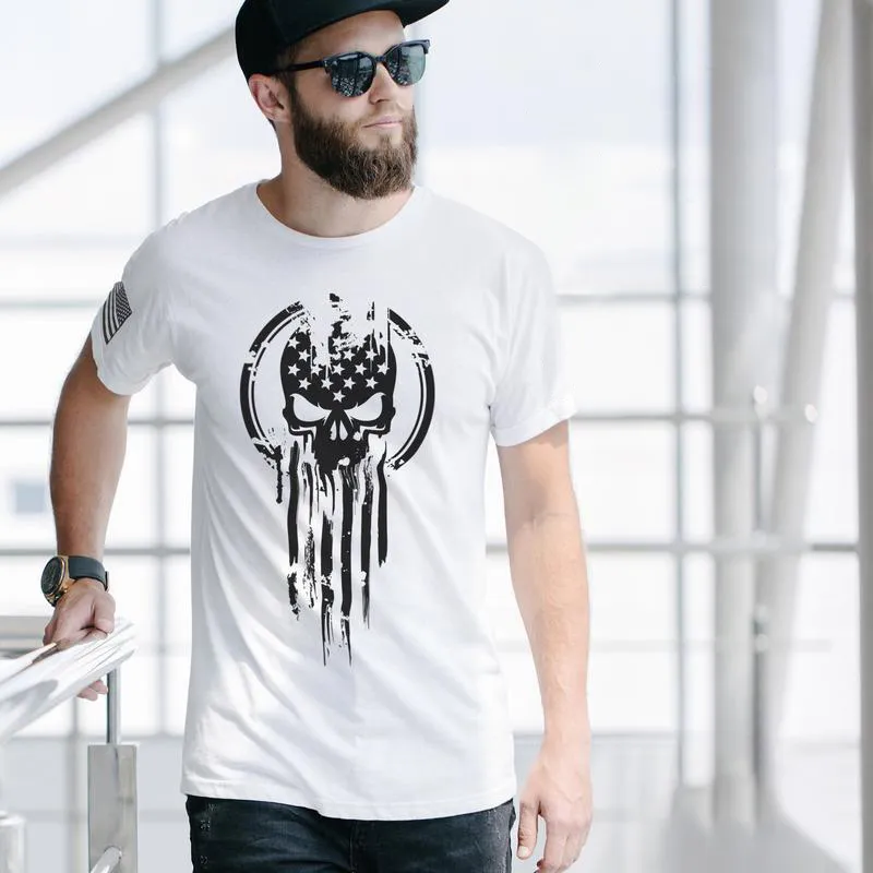 American Soldier T-Shirt - Casual Crew Collar, Short Sleeves, Lightweight Cotton Shirt, Suitable For All Seasons - Men'S Wear, Top