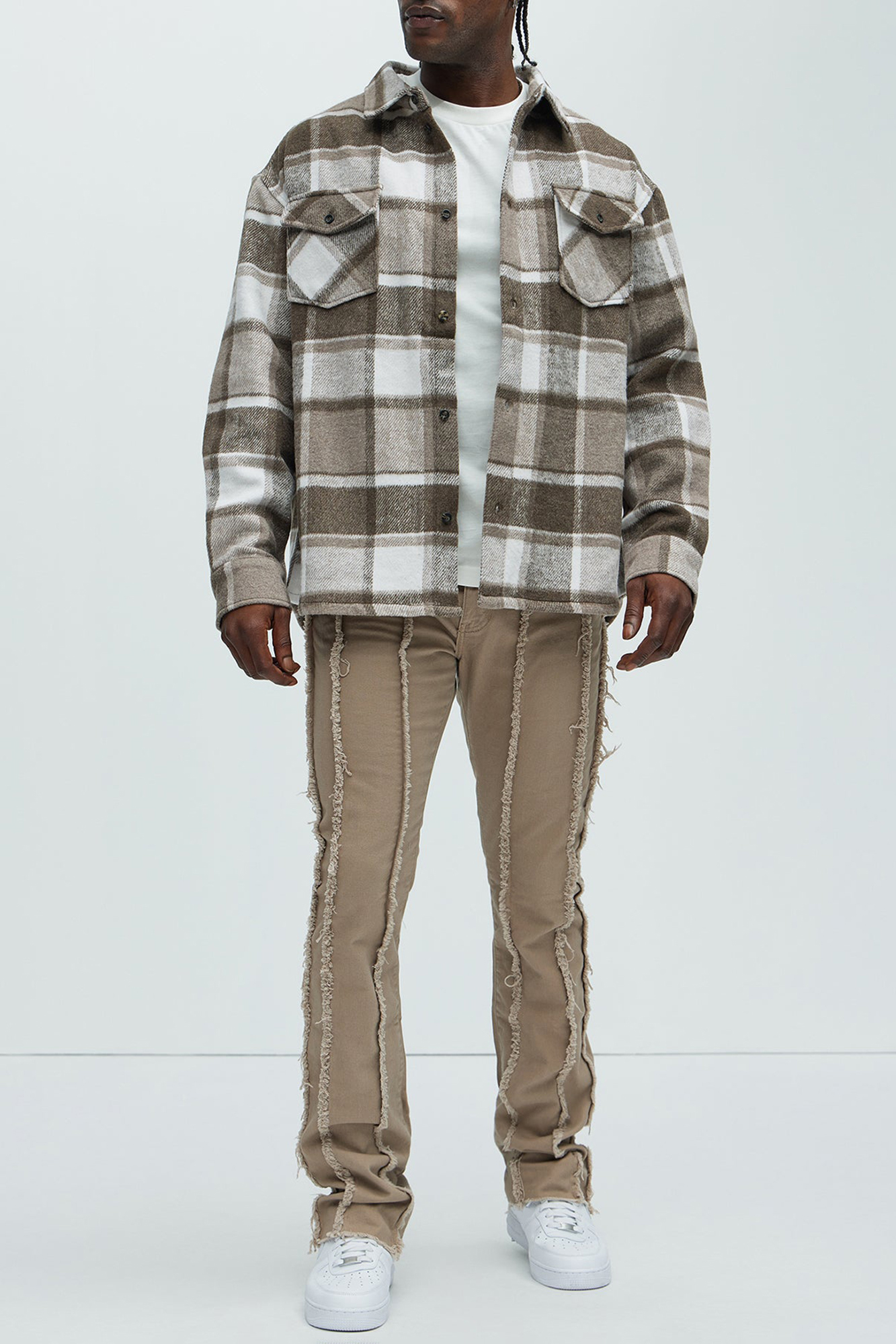 Wanted Plaid Shacket - Cream