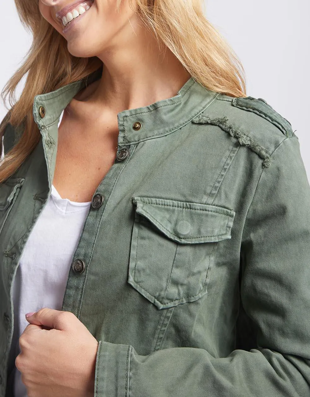 Military Denim Jacket - Khaki