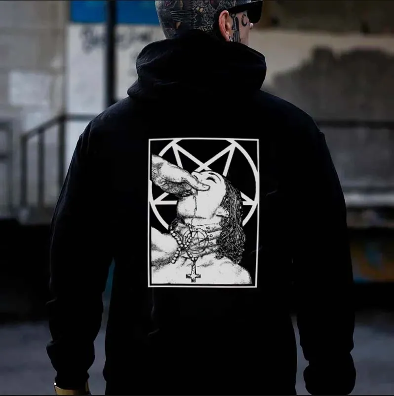 Satanic Nun Printed Oversized Men's Hoodie