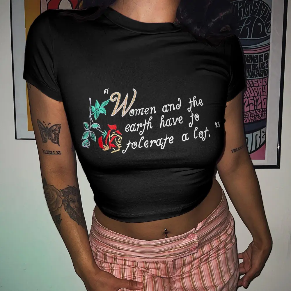 Women And The Earth Have To Tolerate A Lot Printed T-shirt