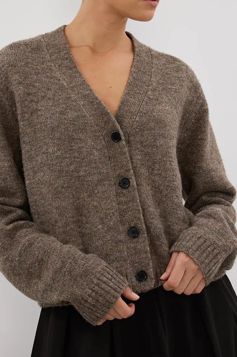 PIP CHOC MARLE KNIT CARDIGAN