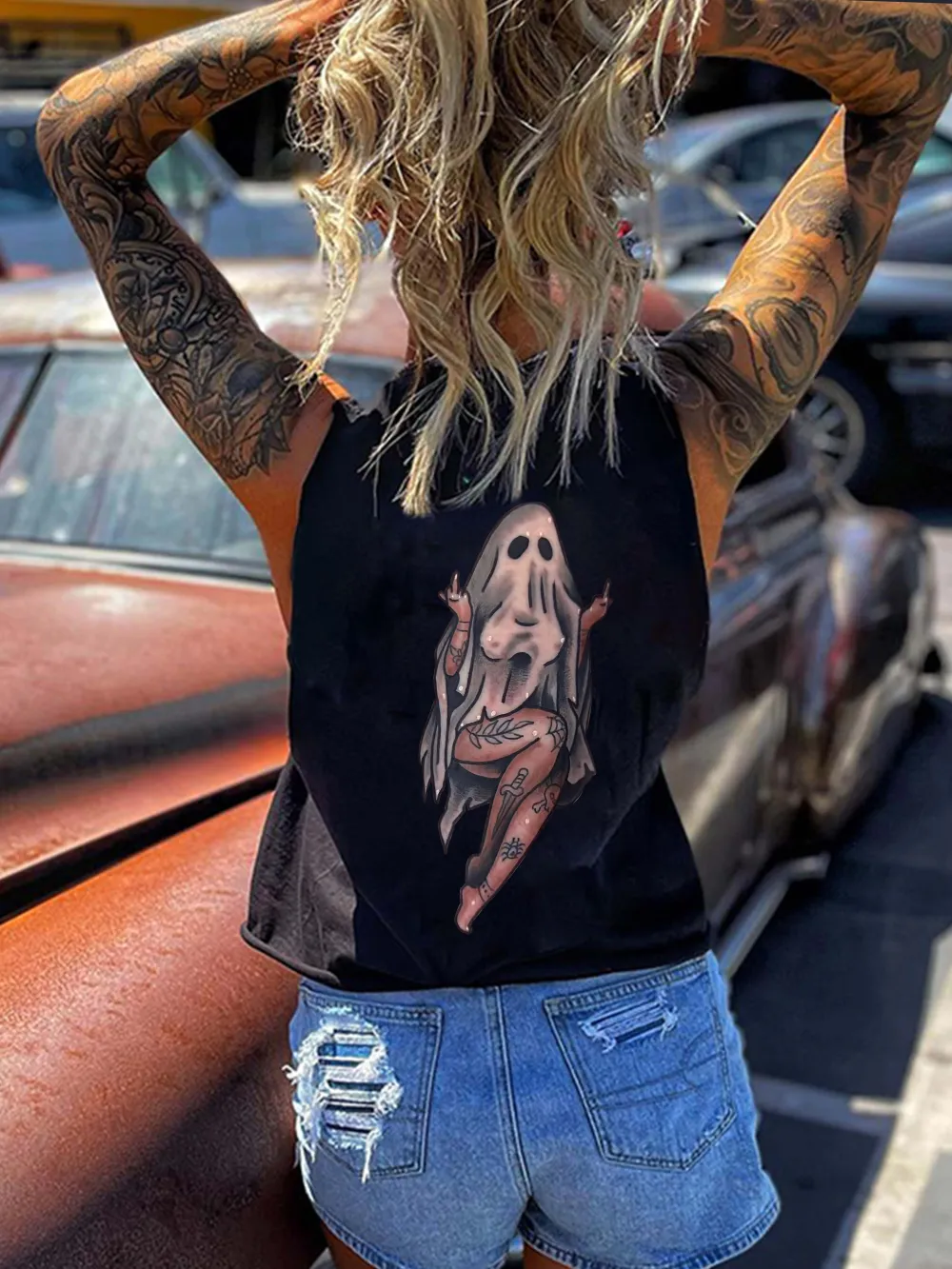 Naughty Sexy Ghost Print Women's Vest