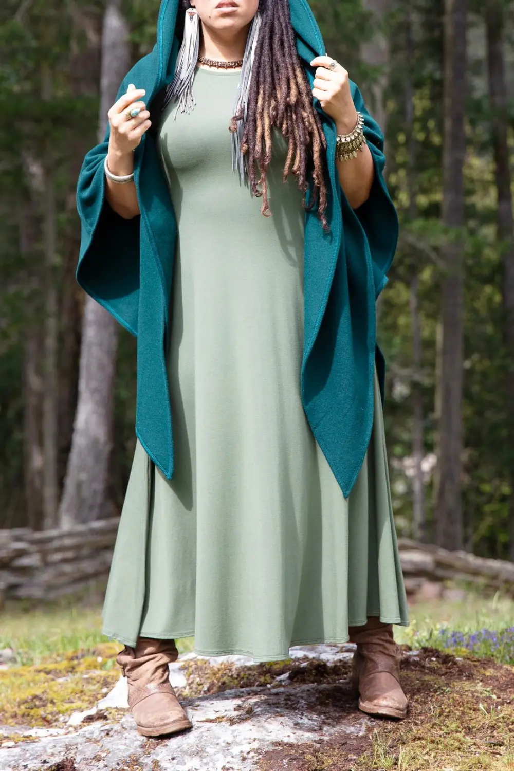 Druid Poncho - Wool - Forest Green