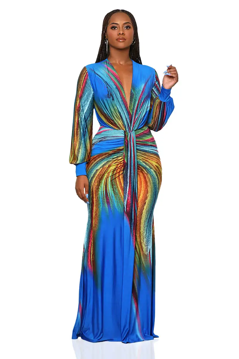 Galaxy Of The Night Maxi Dress (Blue Multi)-FINAL SALE