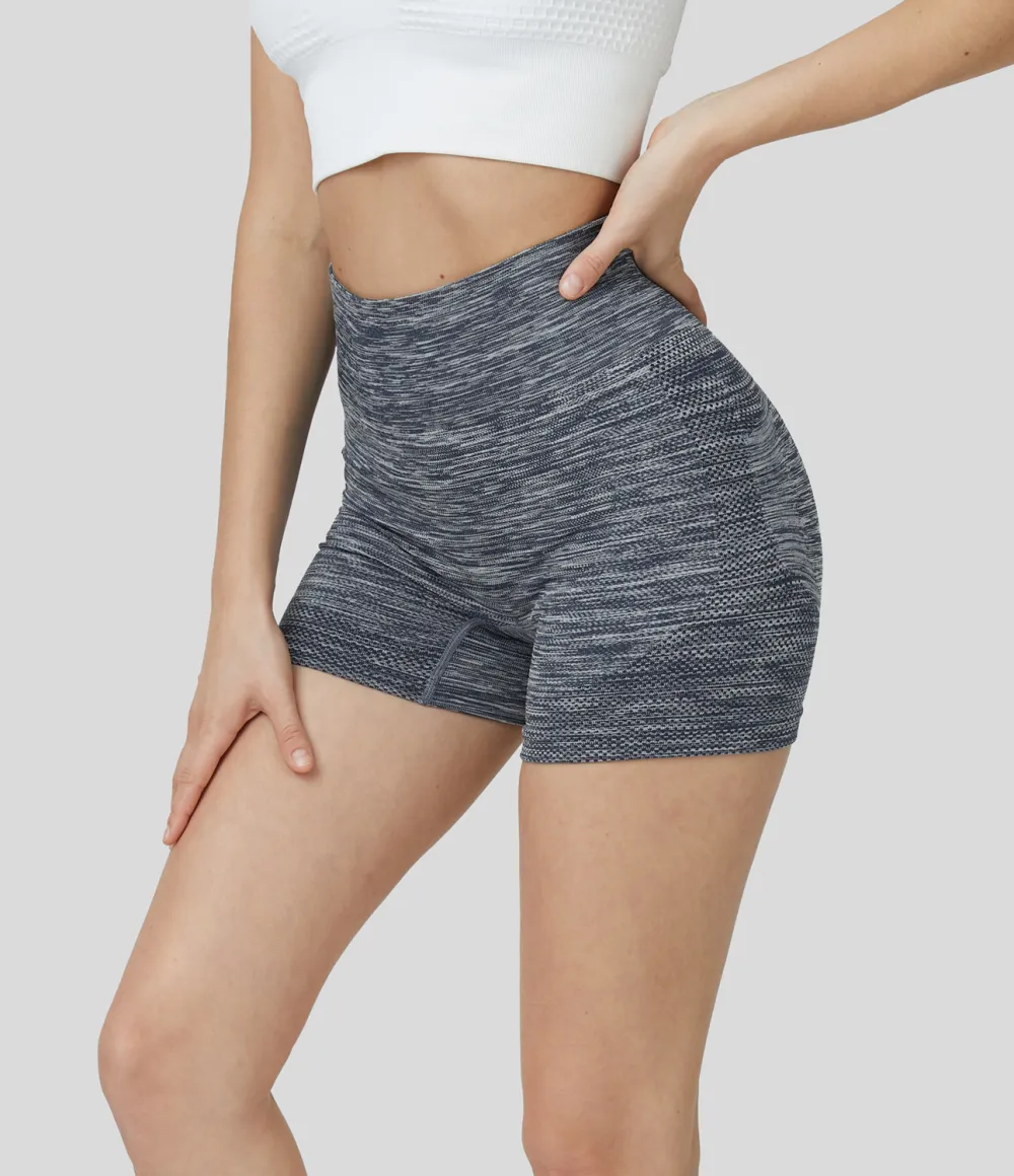Seamless Flow High Waisted Butt Lifting Ruched Deep Dye Yoga Biker Shorts 3.5''