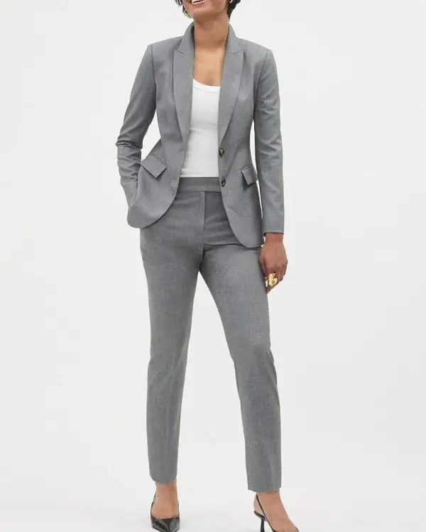 Grey Two-Button Fitted Blazer