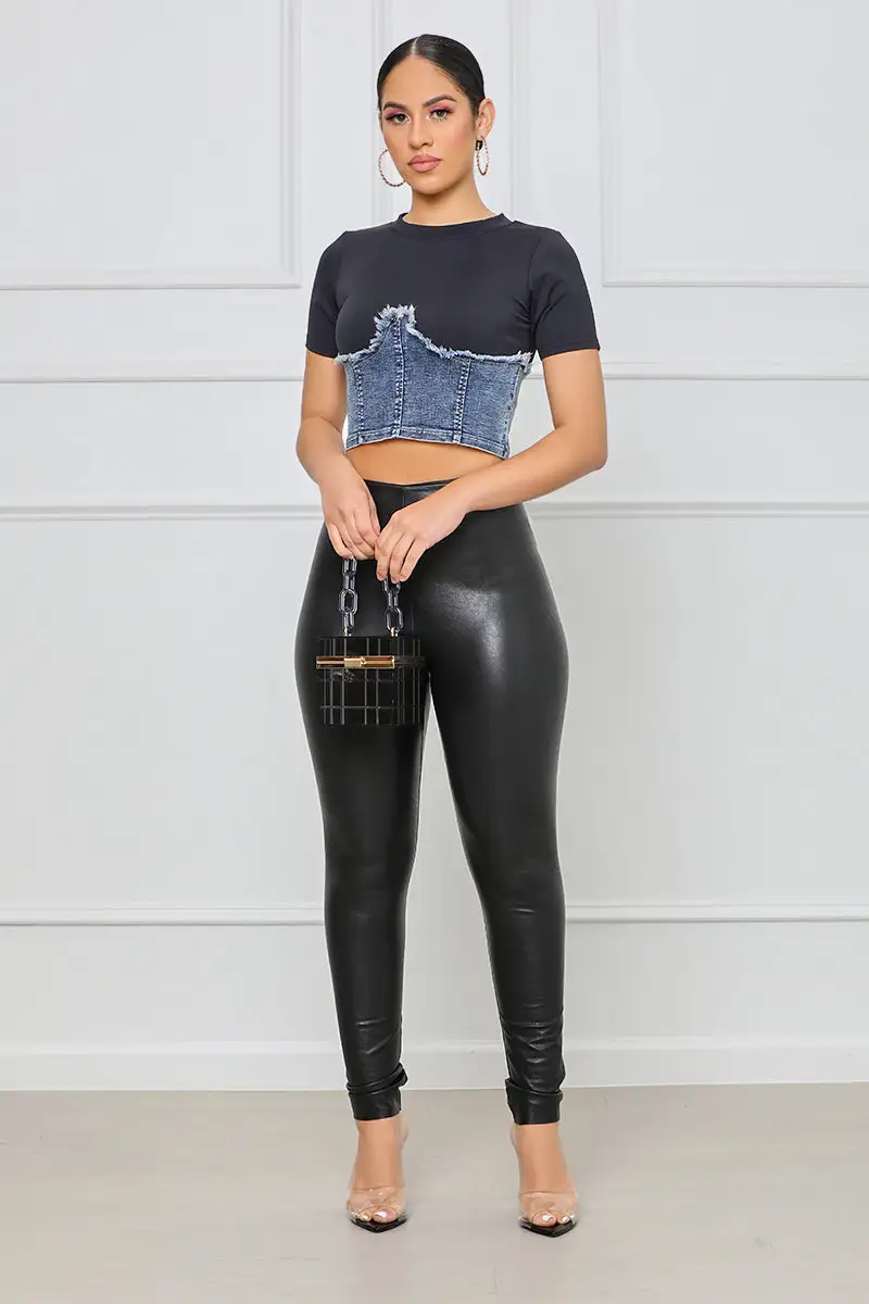 Mixed Emotions Denim Corset Top