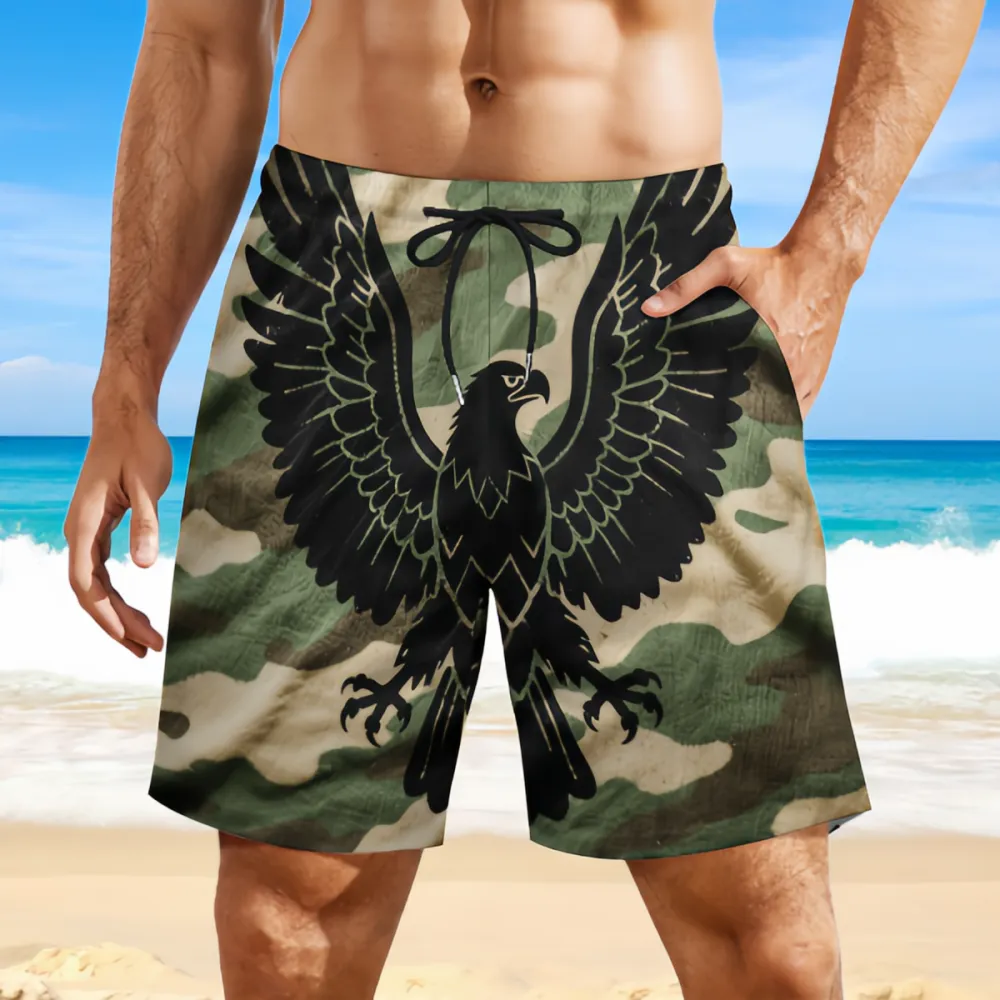 Black Eagle Camouflage Sports Board Shorts
