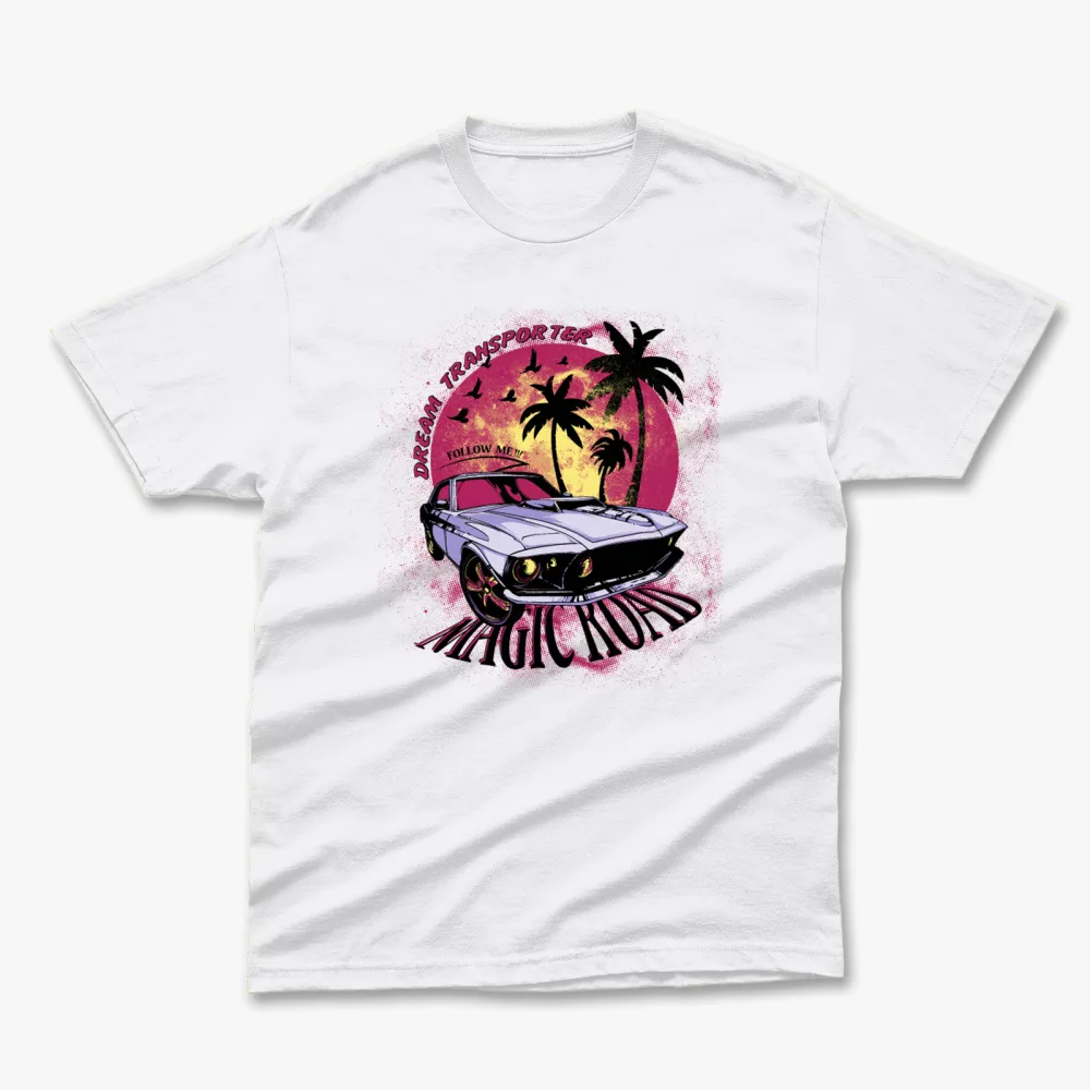 Retro Summer Magic Road Printed T-Shirt