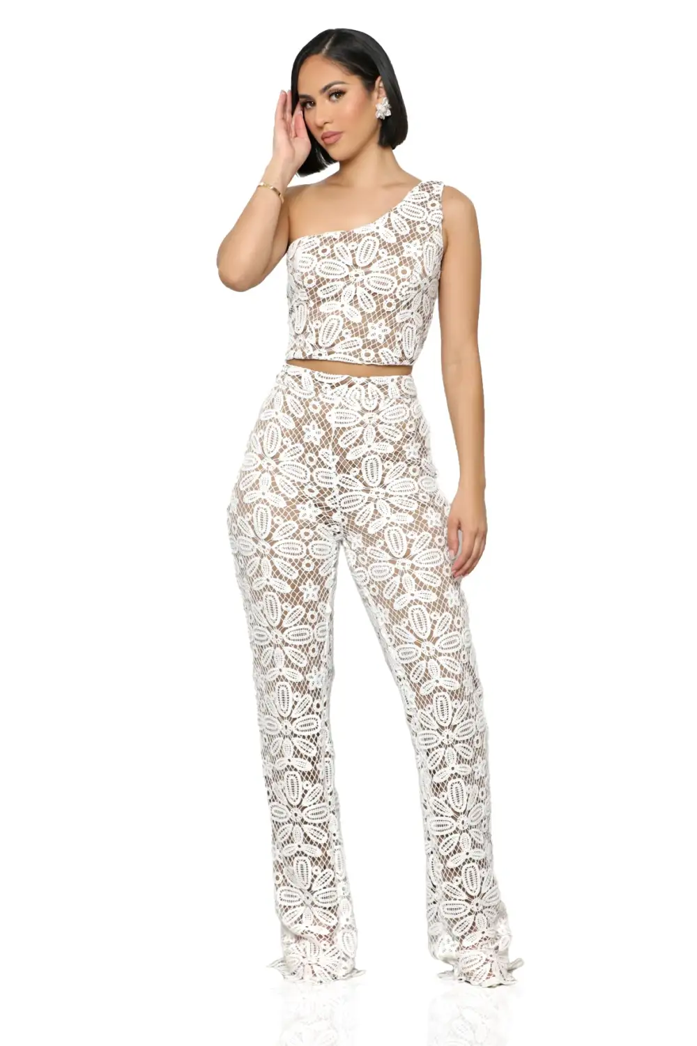 Lace Me Up Pants Set (Cream)-FINAL SALE