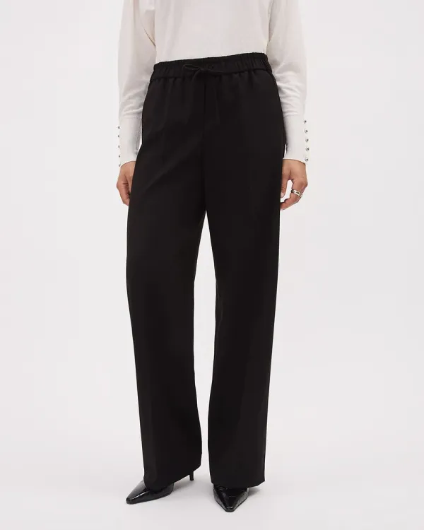 Pull-On Mid-Rise Wide-Leg Pant