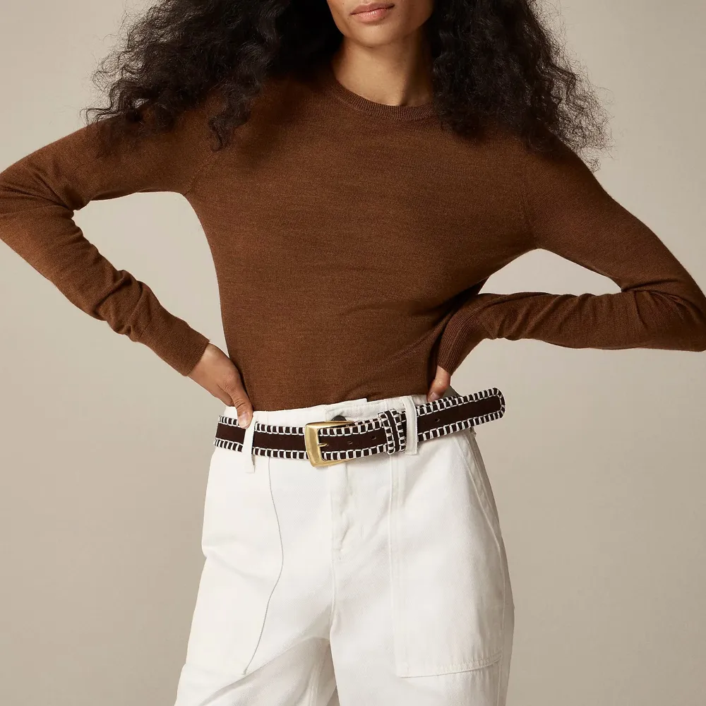 Ribbed cashmere cropped crewneck sweater