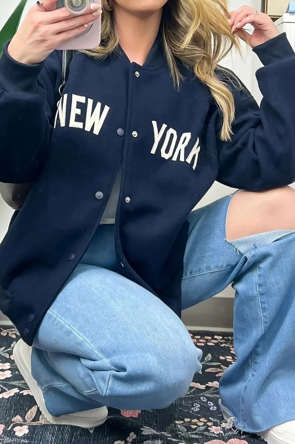 New York Button Up Varsity Jacket