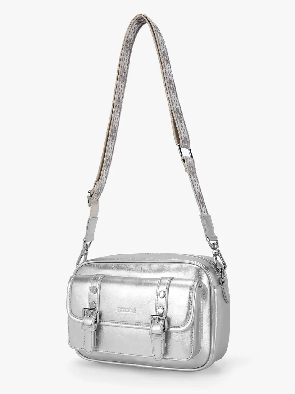 Mia Wide Strap Vegan Leather Crossbody Bag