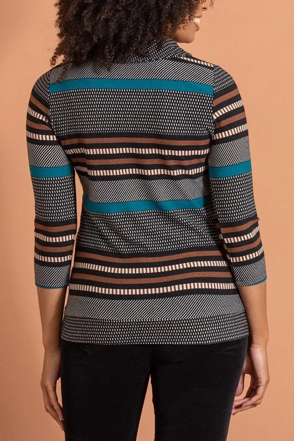 Stripe Knit Cowl Neck Top