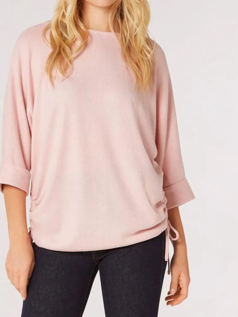 Soft Touch Drawstring Batwing Top