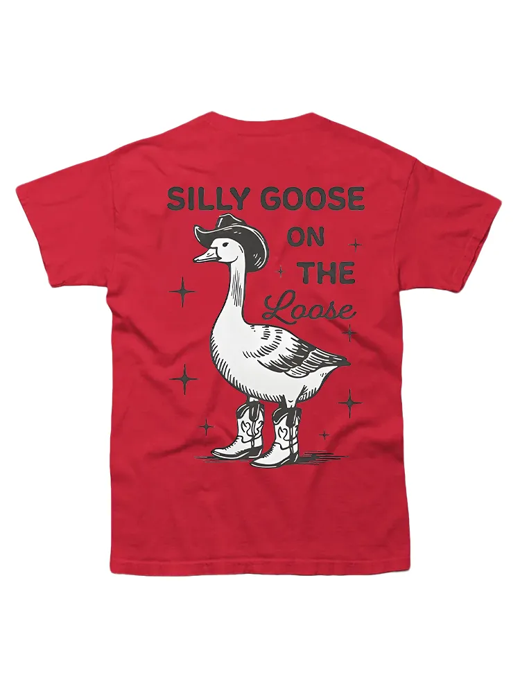 Goose With Hat And Shoes Print T-Shirt
