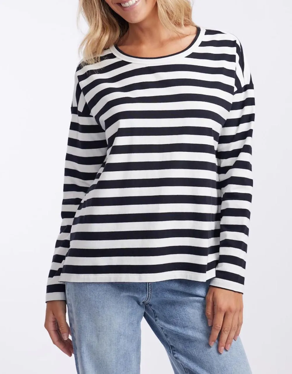 Relaxed Long Sleeve T-Shirt - Frenchie Stripe