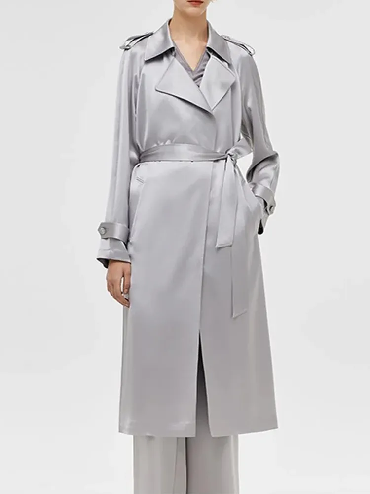 Acetate Women Trench Coat With Belt