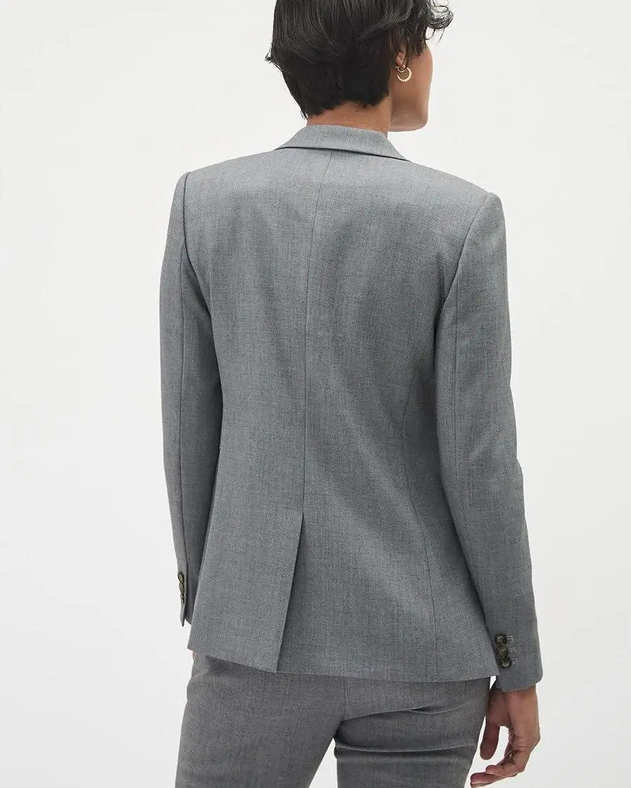 Grey Two-Button Fitted Blazer