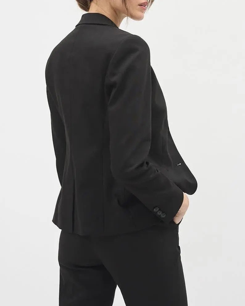 Limitless Black Two-Button Short Fitted Blazer