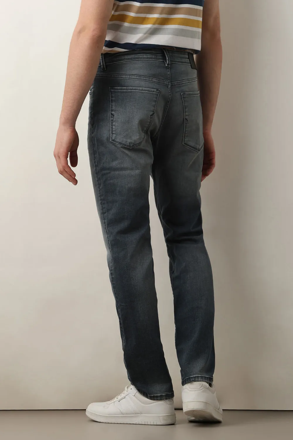 Dark Blue Mid Rise Scott Straight Fit Jeans