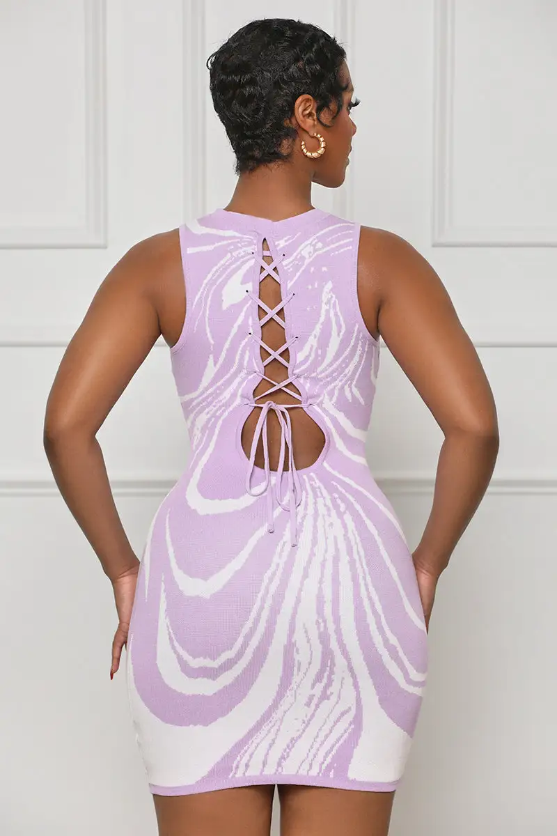 The Illusion Knit Mini Dress (Purple Multi)- FINAL SALE