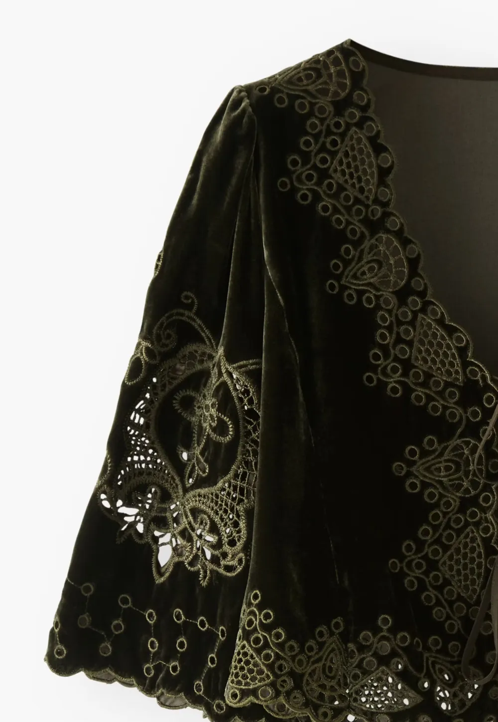 Cropped cutwork Jacket
Silk & viscose velvet