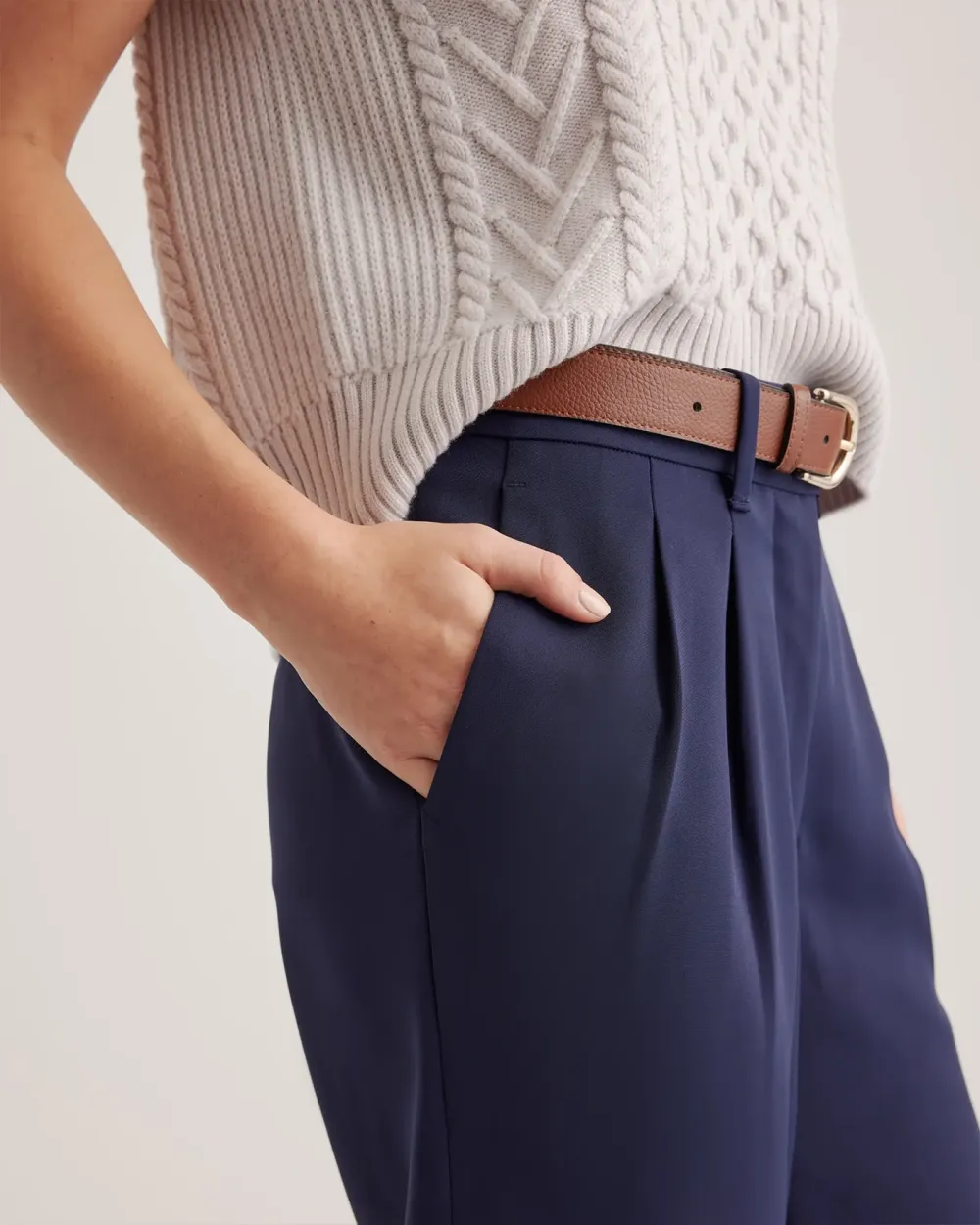 Front Pleats Wide Leg Pants