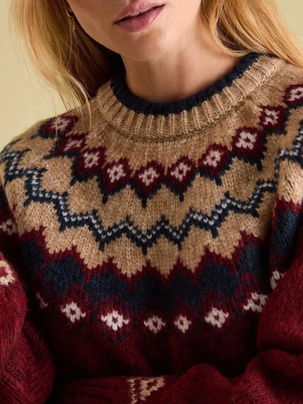 Lowry Navy/Camel Fairisle Pattern Jumper