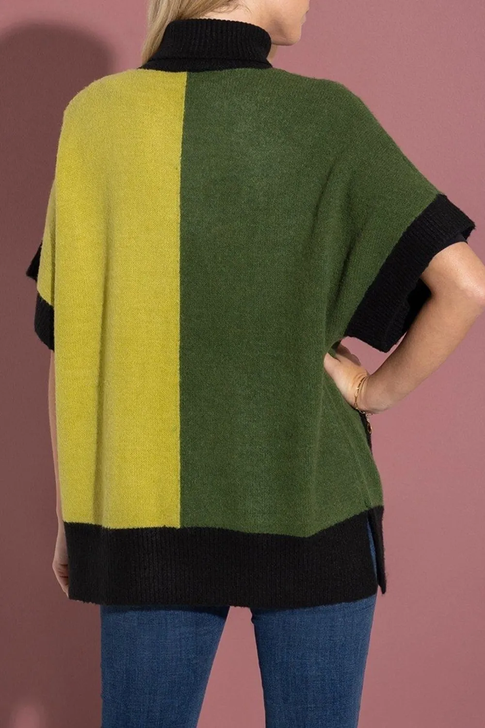 Short Sleeve Colour Block Knit Top