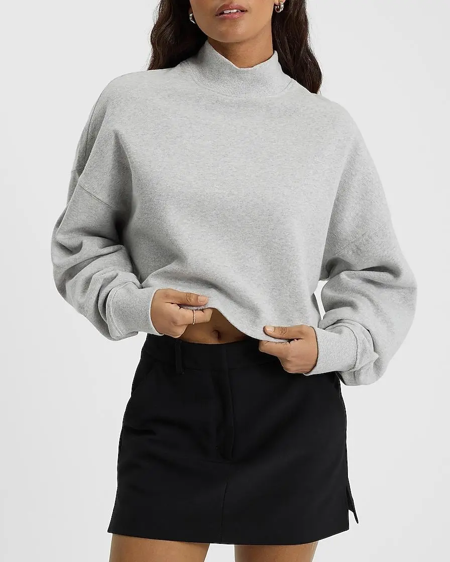 Mock Neck Cropped Sweatshirt