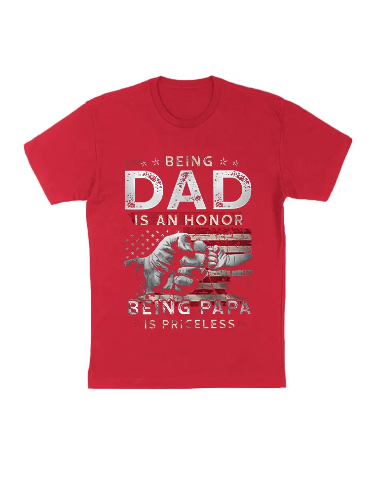Being Dad Is An Honor Papa Is Priceless US Flag Fist Bump T-Shirt