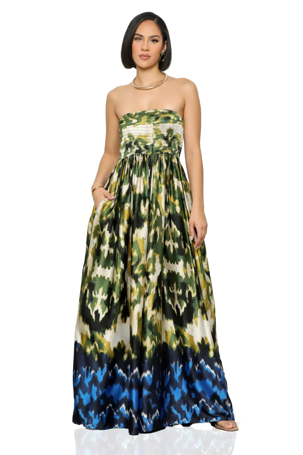 She Flows Wide Leg Jumpsuit (Green Multi)-FINAL SALE