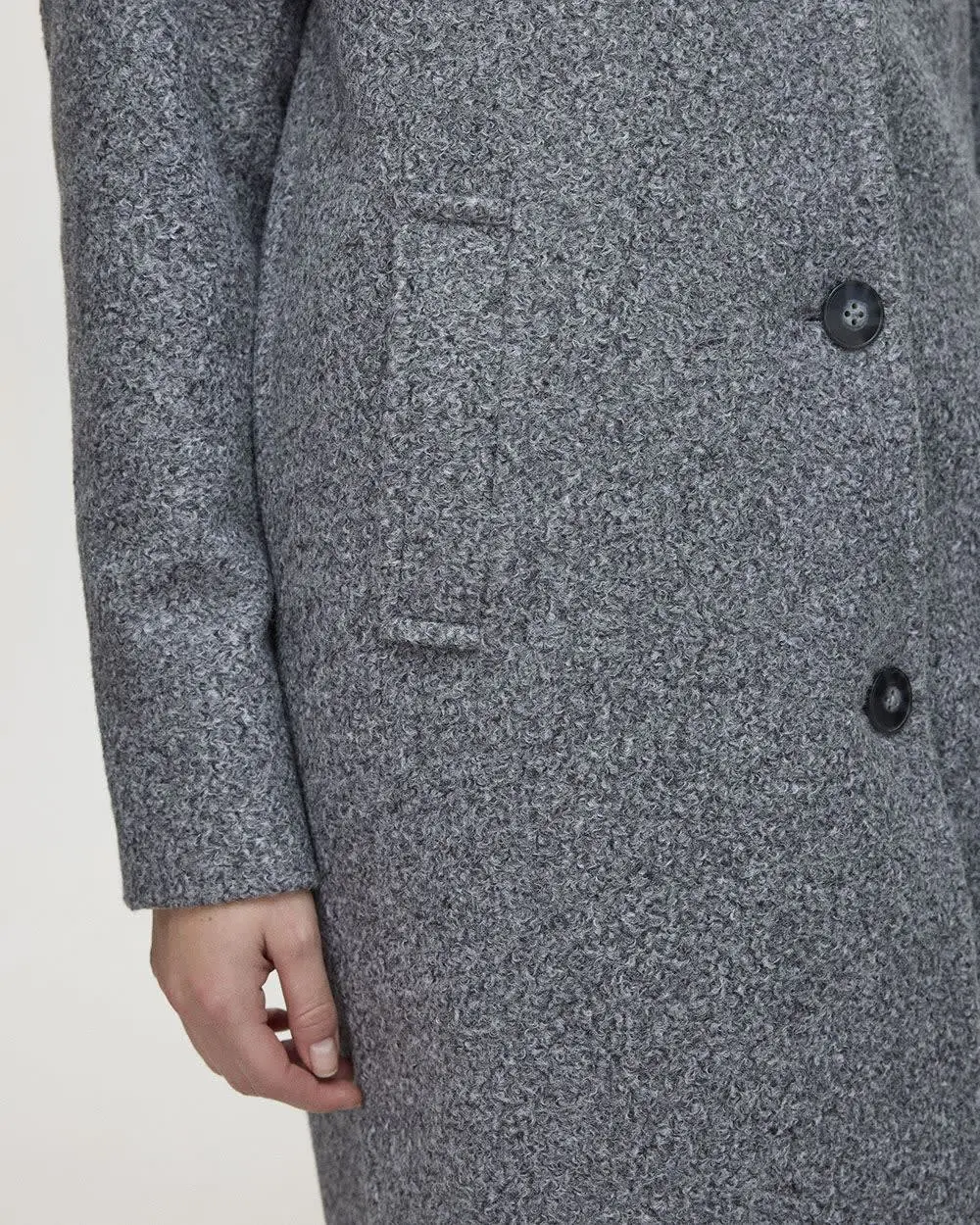 Oversized Boucle Coat with Three-Button Closure