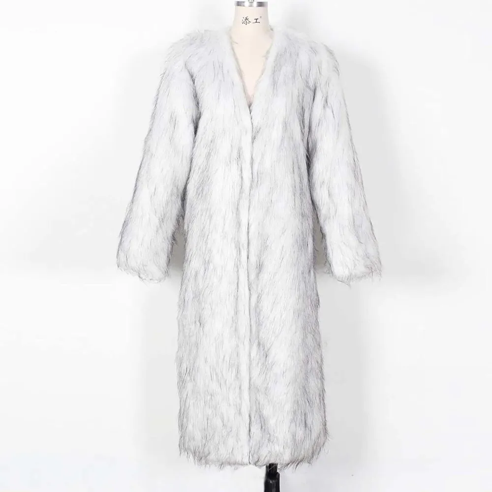 Mzkdieey Womens Faux Fur Warm Winter Coat Luxury Fluffy Parka Jacket Casual Open Front Cardigan Long Coat Outwear Overcoat